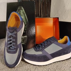 Magnanni Fado Lace up Suede Sneakers (Navy/Grey US Men's Size 9.5)